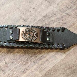Brown Leather Braided Nordic Viking Copper Bear Paw Bracelet